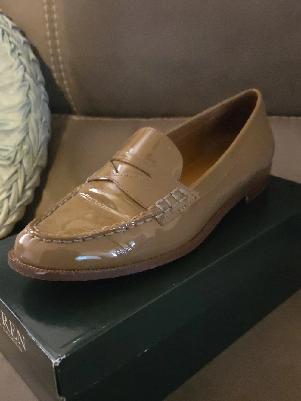 Lauren Ralph Lauren Tan Patent Leather Penny Loafer